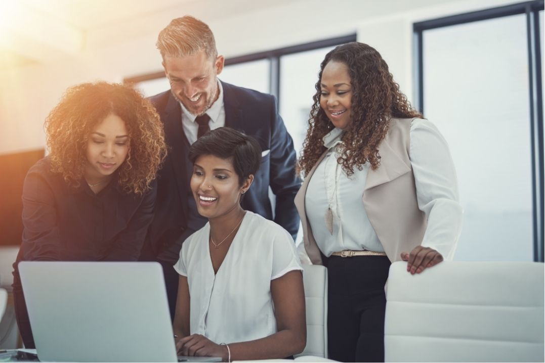 business people doing collaborative accounting