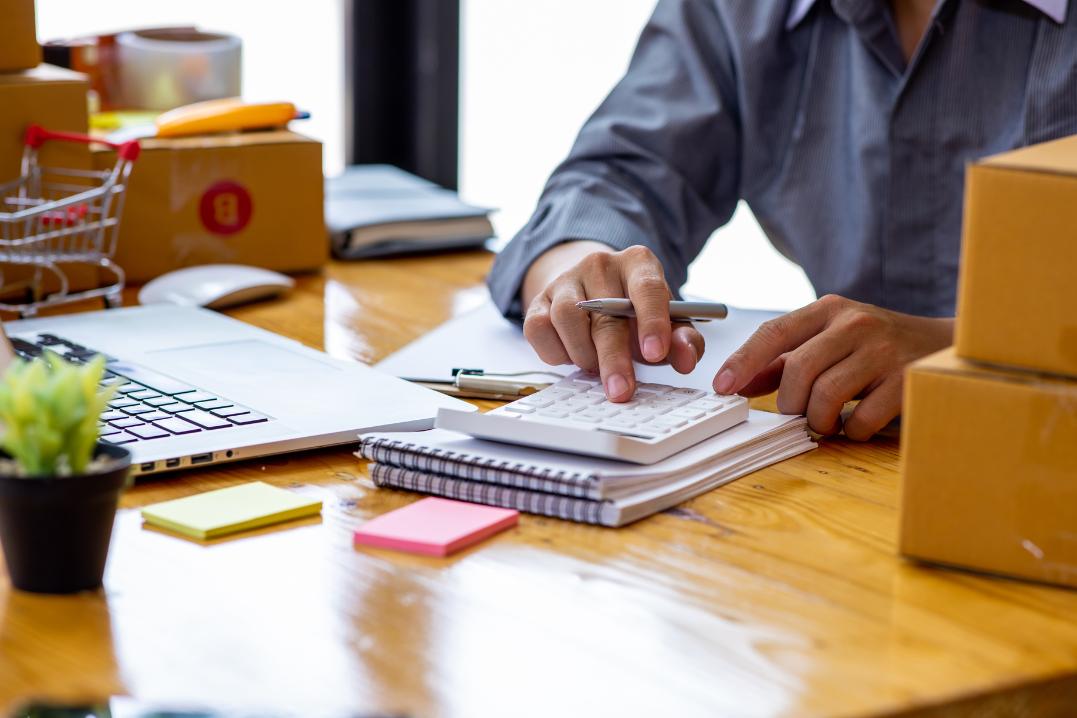 sme business owner doing accounts
